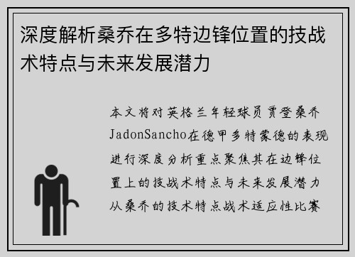 深度解析桑乔在多特边锋位置的技战术特点与未来发展潜力 深度解析桑乔在多特边锋位置的技战术特点与未来发展潜力